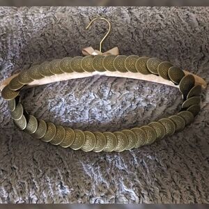 Hammered Burnish Goldtone Metal Disc Concho Belt with Artisanal Design Finish